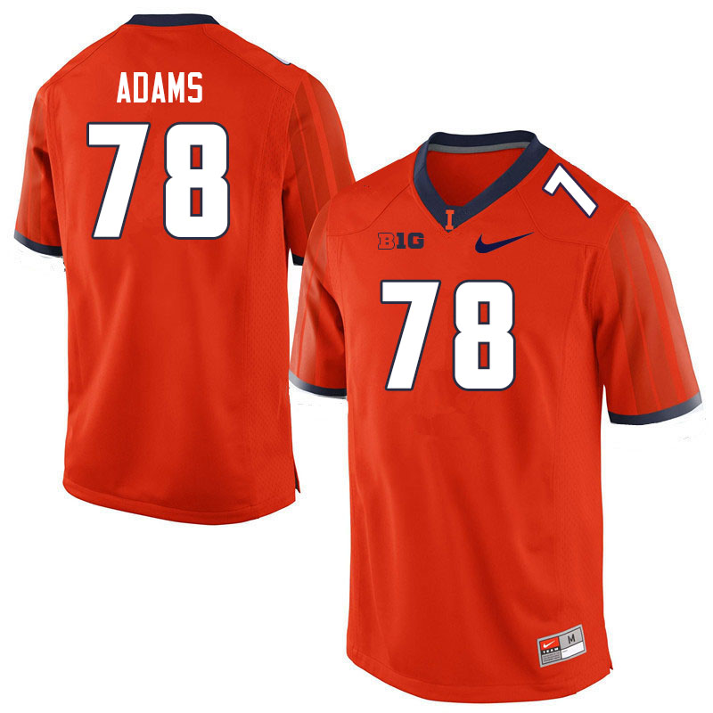 Men #78 Isaiah Adams Illinois Fighting Illini College Football Jerseys Sale-Orange
